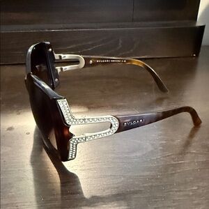 Bulgari Dark Brown Sunglasses with Silver Detailing